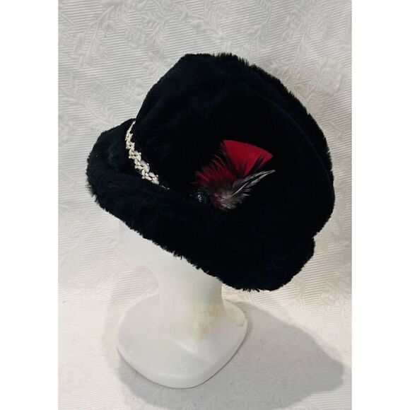 Traveler Country Gentleman Hat Faux Fur Red Feather Mens Medium Union Made Vtg - Picture 4 of 7